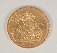 A VICTORIAN GOLD SOVEREIGN, 1896.