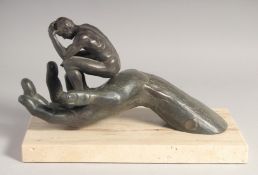 LORENZO QUINN (BORN 1966) ROME, ITALY. THE HAND OF GOD, a bronze group, a hand holding a male