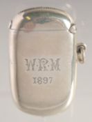 A VICTORIAN SILVER VESTA AND SOVEREIGN CASE COMBINED. 2.25ins x 1.5ins. Chester 1896. Maker: J. M.