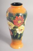 MOORCROFT COLLECTION CLUB VICTORIAN DESIGN TAPERING VASE by Emma BUSSONS. No. 1446 '97. 8ins high.