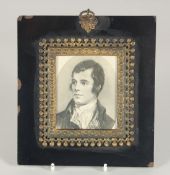 AN OVAL PORTRAIT MINIATURE OF ROBERT BURNS. 3.5ins x 2.5ins.