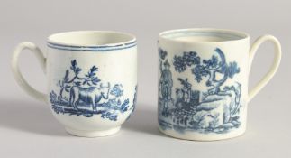 A LIVERPOOL COFFEE CAN with a Chinese man and a sampan and A LIVERPOOL COFFEE CUP with a cow, both