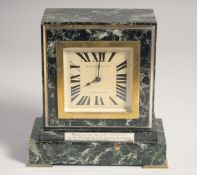 AN ART DECO MARBLE CLOCK. W.H. BROWN & SON LTD., LONDON & SHEFFIELD. 10ins high.
