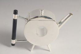 A SMALL CHRISTOPHER DRESSER DESIGN SILVER PLATED POLO MINT SHAPE TEA POT