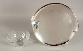 A TIFFANY & CO., .925 SILVER SHAPED CIRCULAR TRAY. Stamped Tiffany & Co. Italy. 11ins diameter.