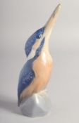 A ROYAL COPENHAGEN FIGURE, KINGFISHER, No. 2257. 7ins high.