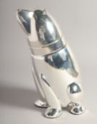 A SILVER PLATED BEAR COCKTAIL SHAKER.