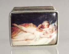 A SILVER AND ENAMEL PILL BOX.