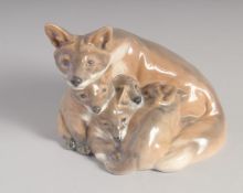 A ROYAL COPENHAGEN FOX AND CUBS. No. 1788. 4.5ins high.