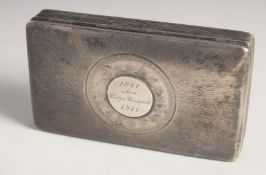 A DUTCH ENGINE TURNED RECTANGULAR CIGARETTE BOX. England 1861 - 1911. 5ins long.