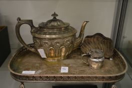 A plated teapot etc.