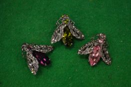 Three decorative brooches modelled as moths.