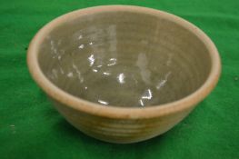 A small circular studio pottery bowl, possible Leech pottery works.