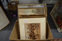 Various paintings and prints.