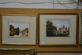 Arthur Walton, two watercolours depicting a mill and a view of Windsor Castle.