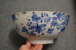 A delft tin glazed blue and white circular bowl.