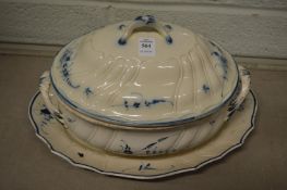 A Copenhagen oval twin handled tureen cover and stand.