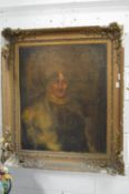 Bust length portrait of an elderly lady, oil on canvas, in a large gilt frame (faults).