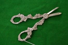 A pair of cast silver grape scissors.