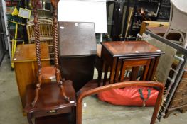 Household furniture to include a nest of tables, plant stand etc.