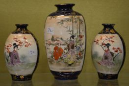 Three small satsuma vases.