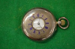 A gentlemen's silver half hunter pocket watch.