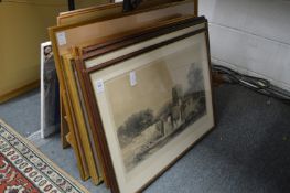 A collection of engravings and paintings, topographical scenes.