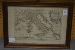 A 19th century map of Italy.