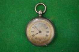 A ladies' silver pocket watch with engraved dial.