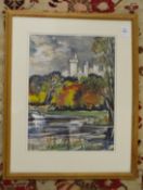 Circular of John Piper, a view of a castle with pond below.