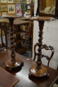 A pair of Victorian mahogany barley twist jardiniere stands.
