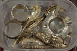 Silver spoons, ash trays etc.