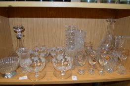 A shelf of glassware.