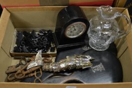 Ebony dressing table items, old keys etc.