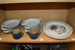 Four large Portmeirion botanic garden plates and various Demby china.