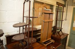 Two folding cake stands and a clothes valet.