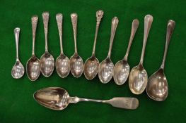Various silver tea and coffee spoons.