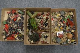 A good collection of die cast farmyard animals, figures etc.