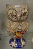 A large Italian pottery jar and cover modelled as a owl (af).