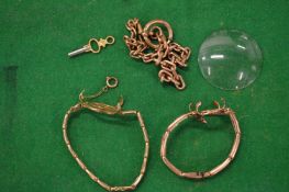 Various gilt metal watch straps etc.