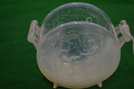 A small French moulded opaque glass vase.