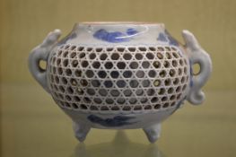 A small Hirado blue and white vase.