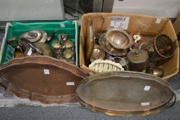 A large quantity of plated items to include trays, teapot on stand, three piece tea service, egg