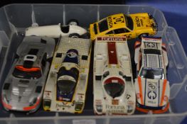 Six models of Porsche cars.