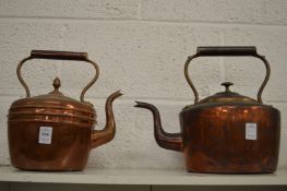 Two copper kettles.