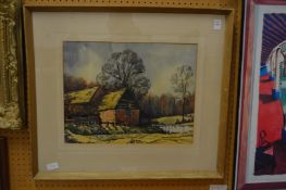 A Surrey farm, watercolour, signed Fitzgerald Arundel.