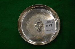 A small Danish sterling silver circular dish engraved Copenhagen 1955.