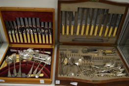 A large quantity of plated and other flatware to include part canteens of cutlery etc.