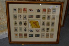 A good collection of silk cigarette cards mounted in three framed and glazed panels.