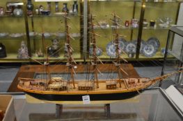 A good small model of a sailing ship.